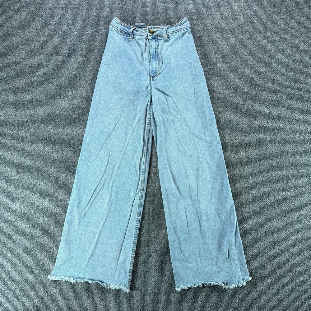 Billabong Womens High Waisted Wide Leg Raw Hem Baggy Jeans Light Wash Size 25